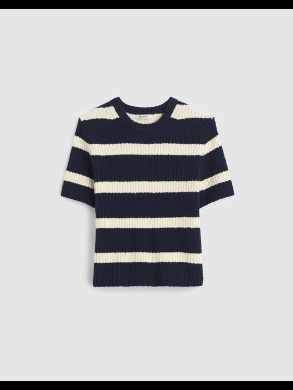 Madewell Bouclé-Knit Crewneck Sweater Tee • Midnight Navy & Ivory • M